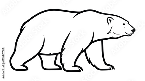 Polar Bear Icon: A minimalist icon of a polar bear. Its strong outline and graceful form capture the essence of this arctic animal