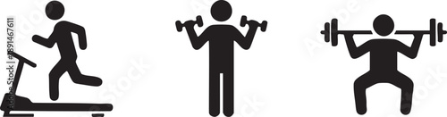 Gym Equipment Fitness And Bodybuilding Workout Graphic Icons