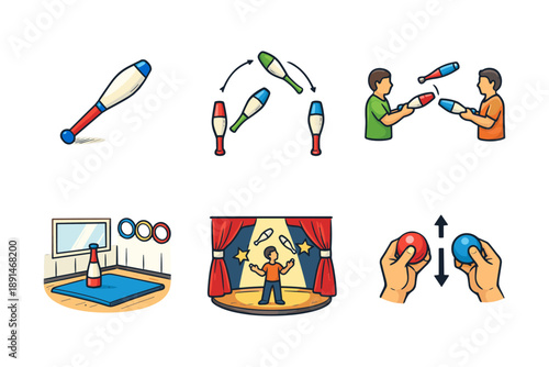 Juggling skills: step-by-step guide for beginners with fun illustrations