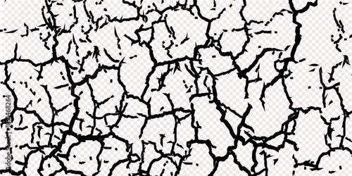 Ground cracks, breaks on land surface from earthquake isolated on transparent background. Vector realistic set of fissure in ground, crevices from disaster or drought, black fractures top view