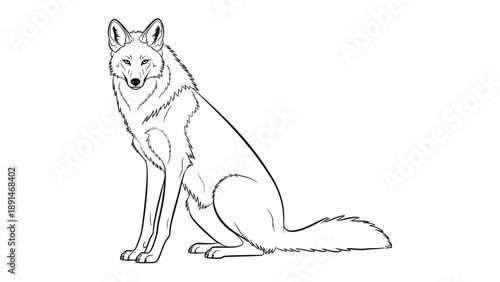 Elegant Wolf in repose: A stately wolf in a moment of calm, its serene gaze and poised posture exuding a sense of quiet strength and dignity.