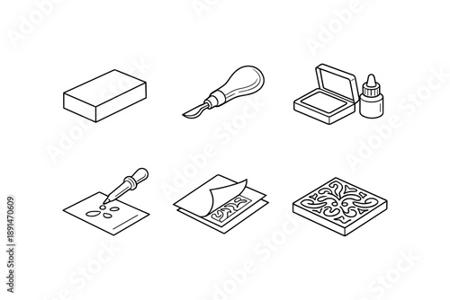 Isometric line art tools for linocut and printmaking