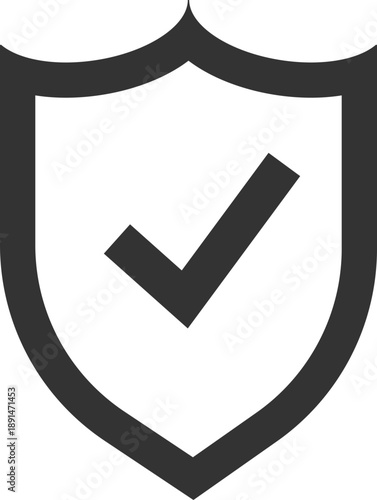 Outlined shield icon with approval tick