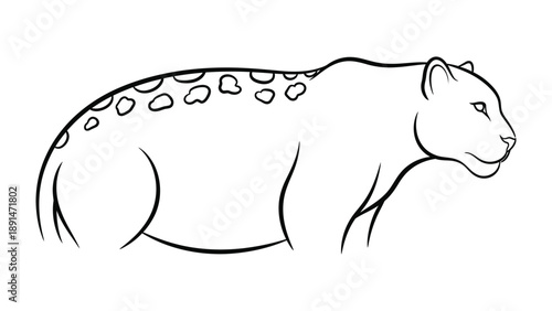 Leopard Silhouette: A minimalist line drawing showcases a leopard in profile, capturing the grace and elegance of this majestic big cat.