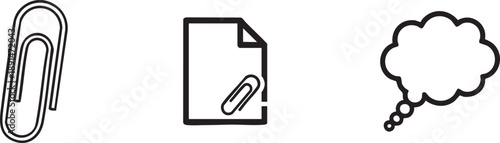 Paperclip Document And Idea Bulb Creative Office Icons