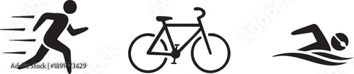 Running Cycling And Swimming Fitness Activity Graphic Icons