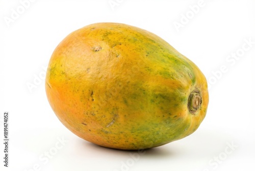 Single ripe papaya on white background isolated on transparent background