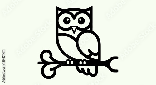 Owl Sitting on Branch.