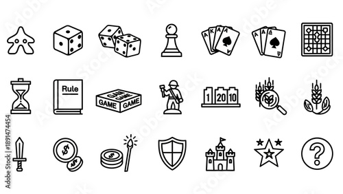 Collection of Simple Game Icons and Symbols.