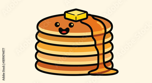 Pancake Stack with Syrup and Butter.