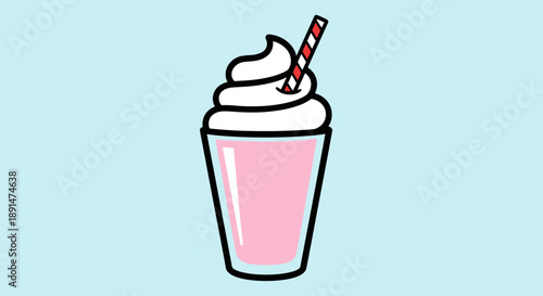 Pink Milkshake with Whipped Cream.