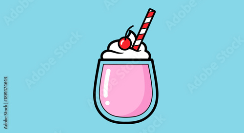 Pink Milkshake with Whipped Cream.