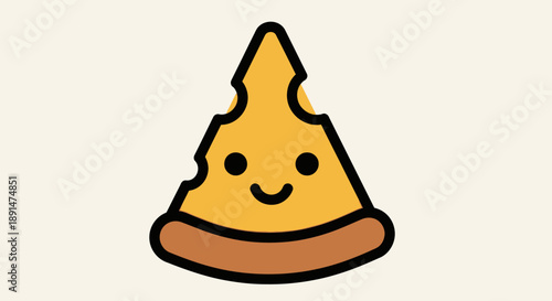 Smiling Cartoon Pie Character Face.