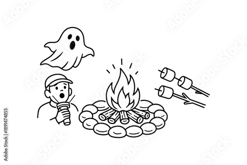 Spooky campfire adventure: ghost stories, roasting marshmallows, and unexpected surprises