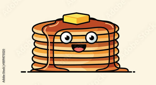 Stack of Pancakes with Syrup and Butter.