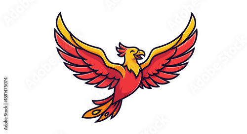 Vibrant Red and Yellow Bird.