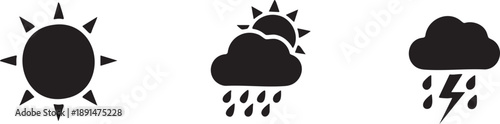 Simple Black And White Weather Forecast Graphic Icons