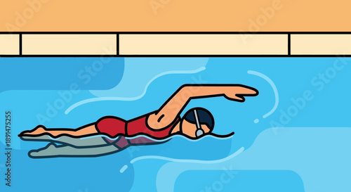 Woman swimming in a pool.