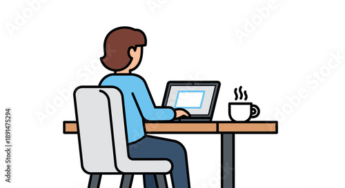 Woman working on laptop computer.