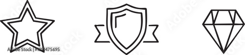 Star Shield And Diamond Quality Security Icons