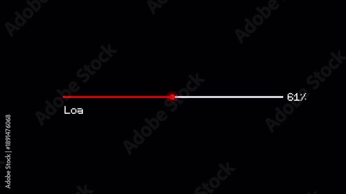 8 bit loading bar overlay from 0 to 100 percent. 4k video animation