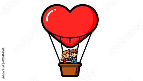 Couple in love hot air balloon ride.