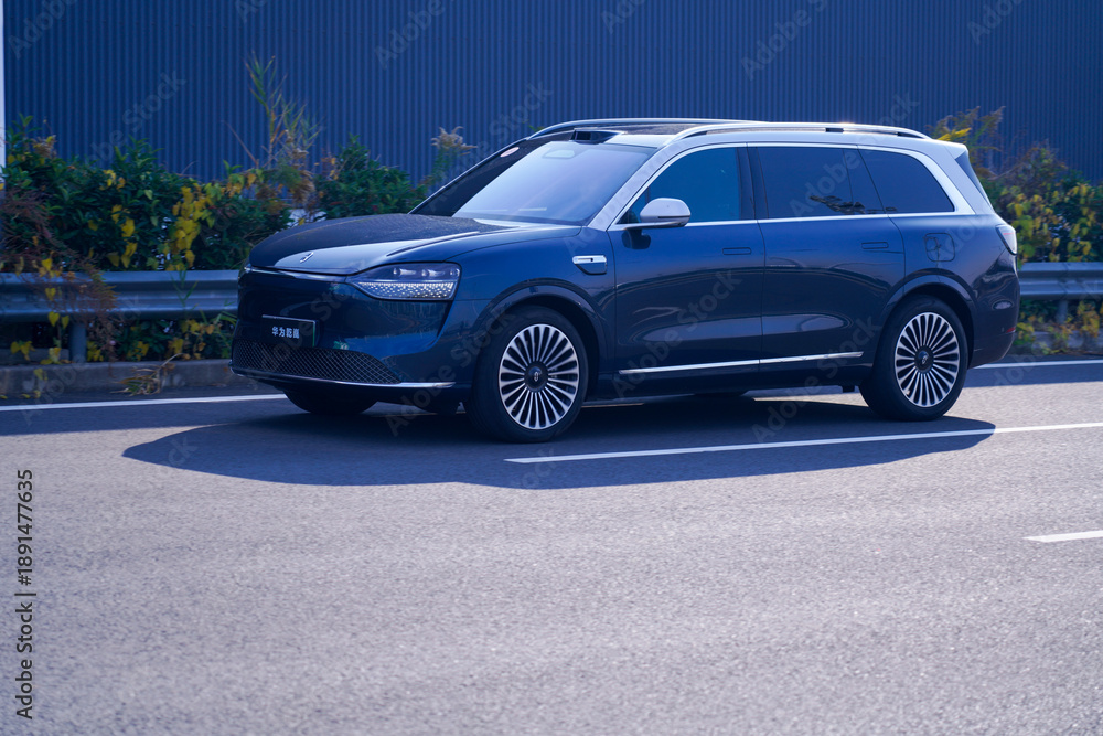 Fototapeta premium Chinese brand cars using Huawei's intelligent driving system are currently undergoing testing and trial drives.