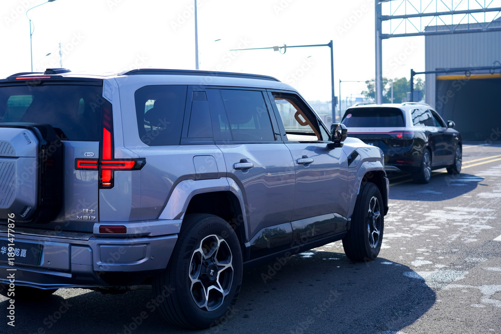 Fototapeta premium Chinese brand cars using Huawei's intelligent driving system are currently undergoing testing and trial drives.