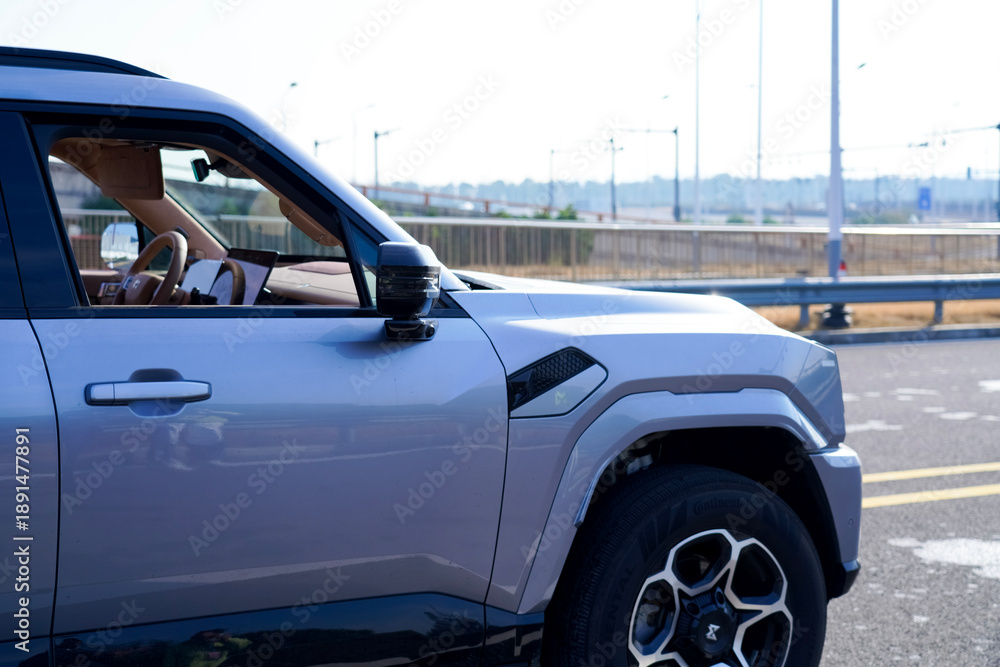 Fototapeta premium Chinese brand cars using Huawei's intelligent driving system are currently undergoing testing and trial drives.