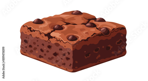 A delectable chocolate brownie square illustration rich with dessert goodness and baked perfection tempting