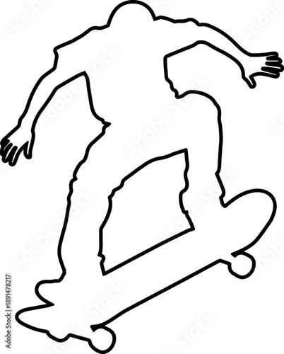 Illustration of a skateboarder outline silhouette.