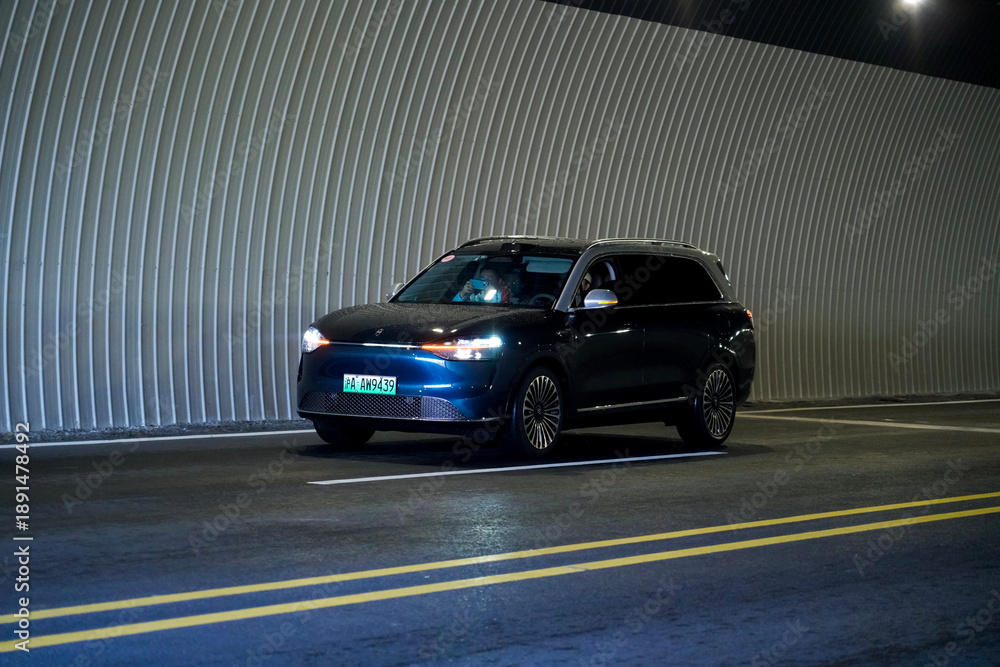 Fototapeta premium Chinese brand cars using Huawei's intelligent driving system are currently undergoing testing and trial drives.