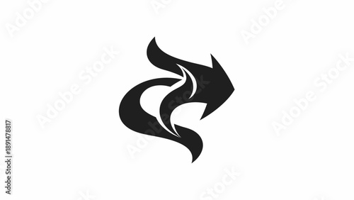 Abstract Arrow Symbol with Fiery Flames.