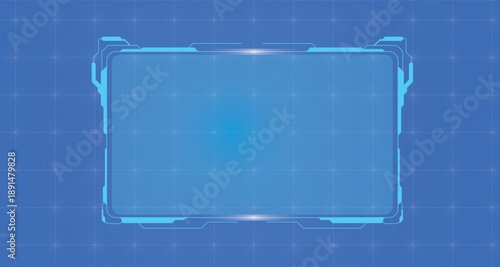 Futuristic HUD Frame Panel with Digital Grid Background