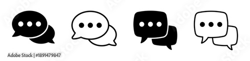 Chat message icon set, Chat speech bubble, Social media message.