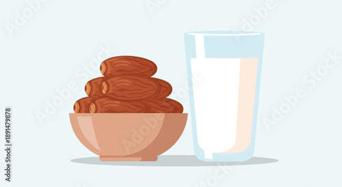 Dates and Milk A Traditional Ramadan Iftar Meal.