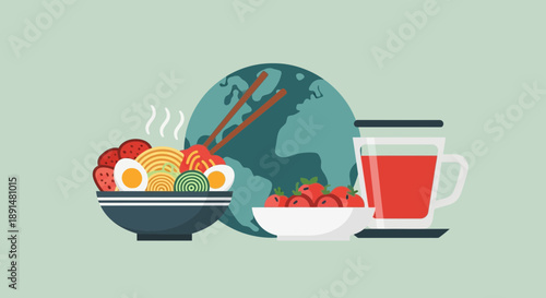 Global Cuisine A World of Flavors in Bowls and Beverages.