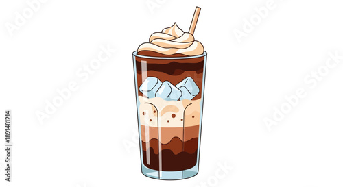 Iced Coffee Delight A Refreshing Treat with Cream and Ice.