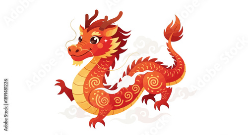 Traditional Chinese Dragon Illustration - A Vibrant Symbol of Power and Good Fortune