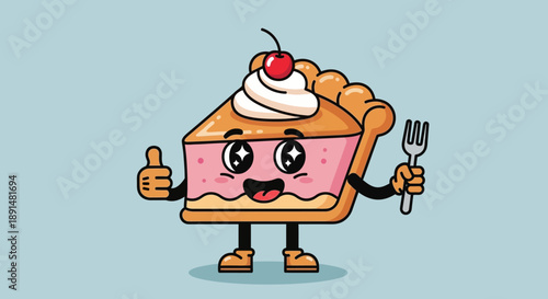 Cartoon Slice of Cake Character.