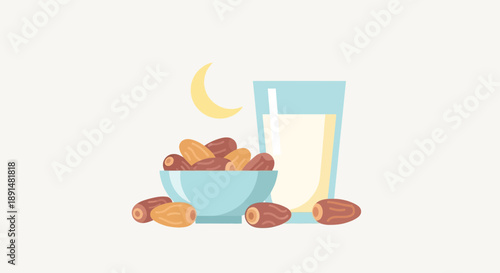 Ramadan Iftar Dates and Milk for Breaking the Fast.