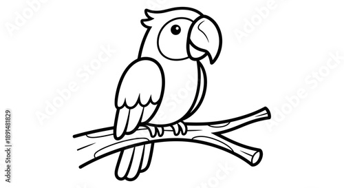 Colorful Parrot Sitting on Branch.