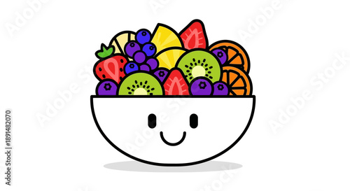 Cartoon bowl of fruit.