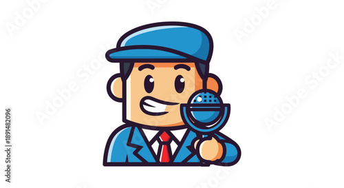 Cartoon delivery man with food.