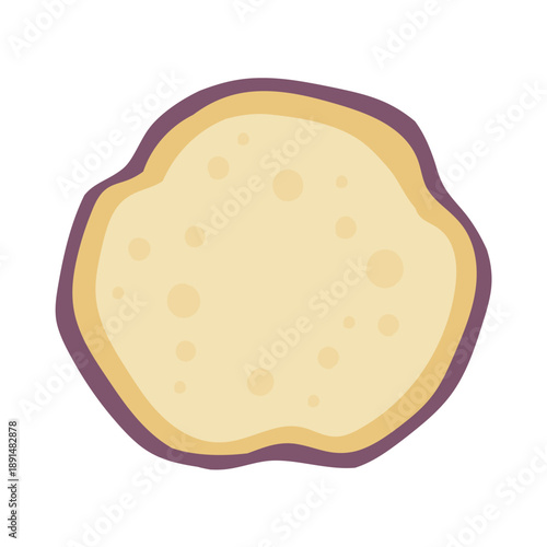A cute illustration of a cross section of a sweet potato