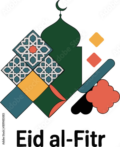 Abstract Eid al Fitr Celebration with Modern Islamic Design