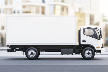 Delivery truck mock up on a plain background ready for custom design and branding applications