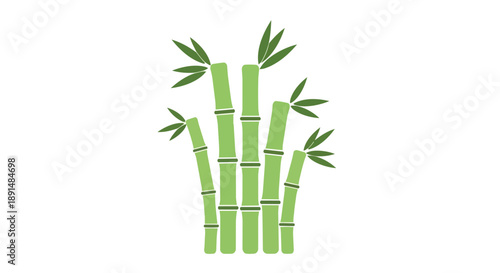 Stylized green bamboo stalks growing gracefully upward with distinct nodes and delicate leaves, depicting an abstract and serene natural botanical