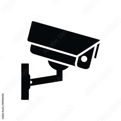 A 3d vector illustration of a black metal security camera icon isolated on a white background as a professional business technology object for office safety equipment
