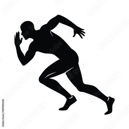 Athletic black vector illustration of a young man and woman fitness runner silhouette sprinting in a sport competition action